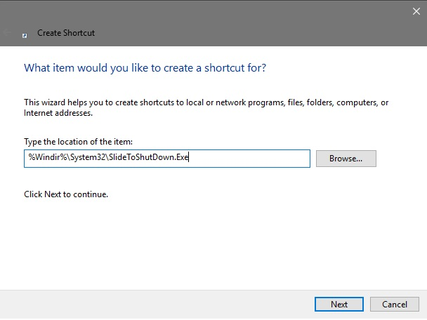 Cách tạo Slide to Shutdown trên Windows 10